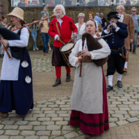 Optocht tijdens historisch spektakel Grave, april 2024. Foto door Gerard Veenstra